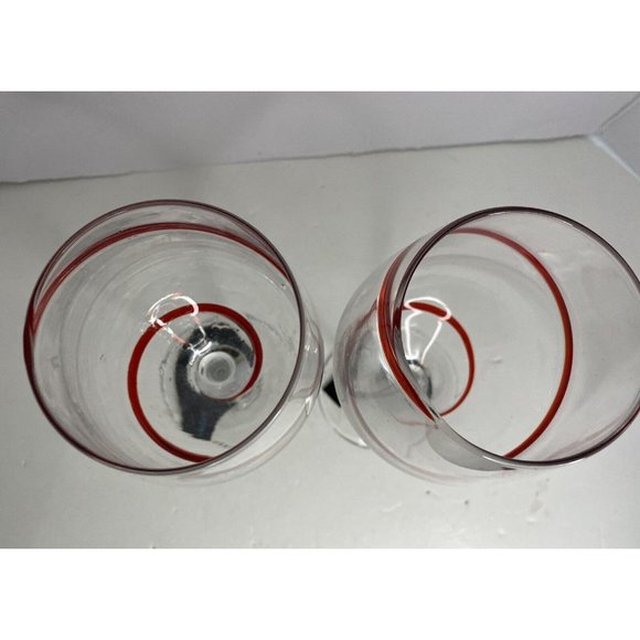 Rowley Red Swirl Stemmed Wine Glasses Lg Bordeaux Holiday Christmas - Picture 4 of 7